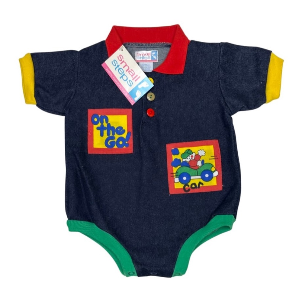 Vintage Small Steps‎ Vehicles Denim Romper